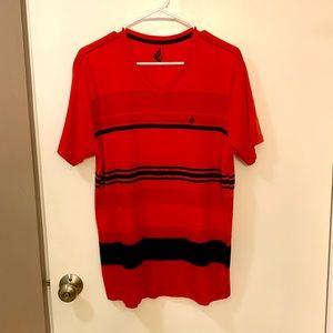 Striped Short Sleeve V-neck